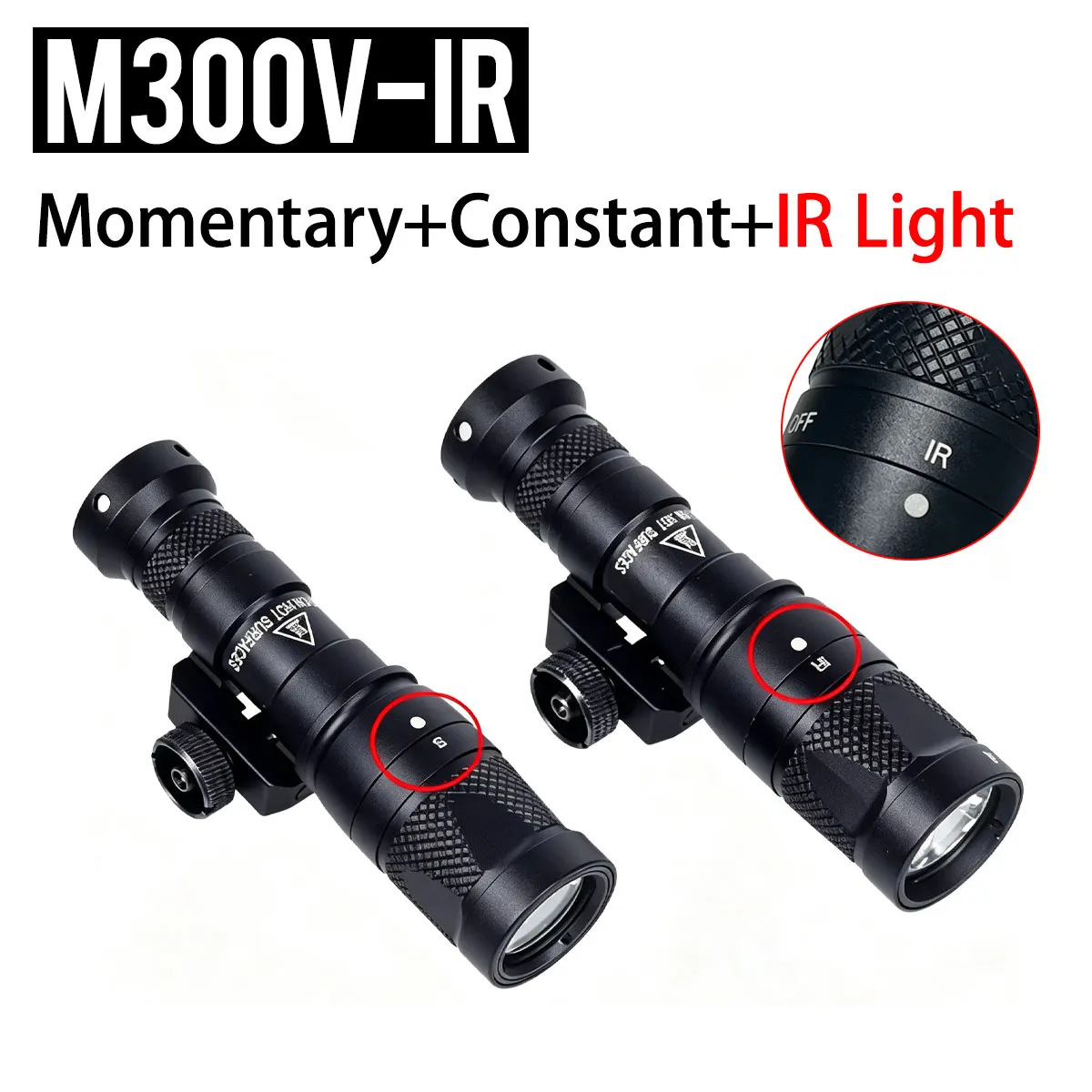 Tactical SureFire M300V M600V Strobe Scout Light M300V-IR M600V-IR  AR15 M4 Flashlight Airsoft Rifle Scout Light LED Lamp