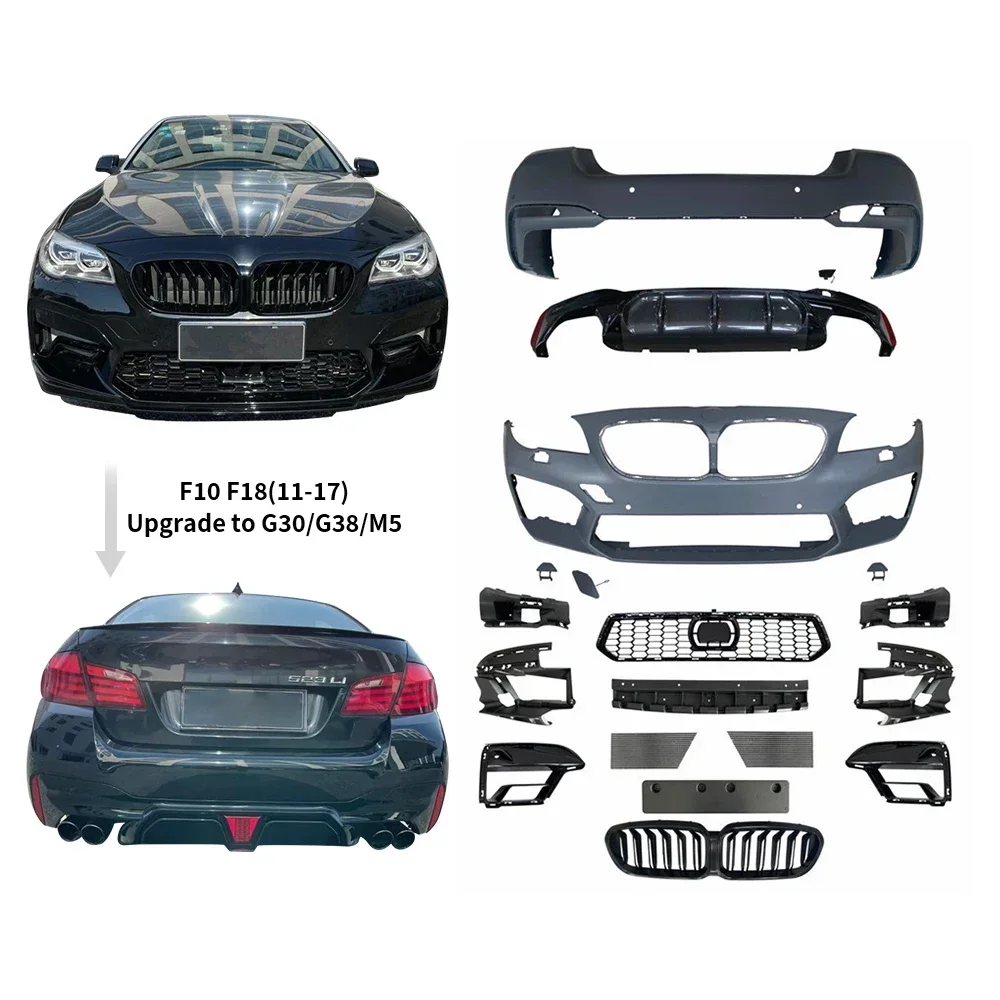 Car Full Set Facelift Rear Diffuser Front Bumper G30 G38 M5 Bodykit Body Kit for BMW 5 Series F10 F18 Upgrade To G30 G38 M5