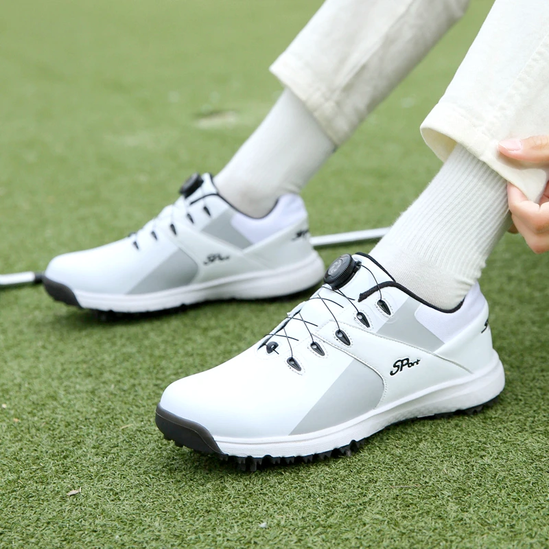 New Professional Golf Shoes Unisex Brand Leather Golf Sneakers Grass Non-Slip Walking Shoes Mens  Waterproof Golf Shoes White