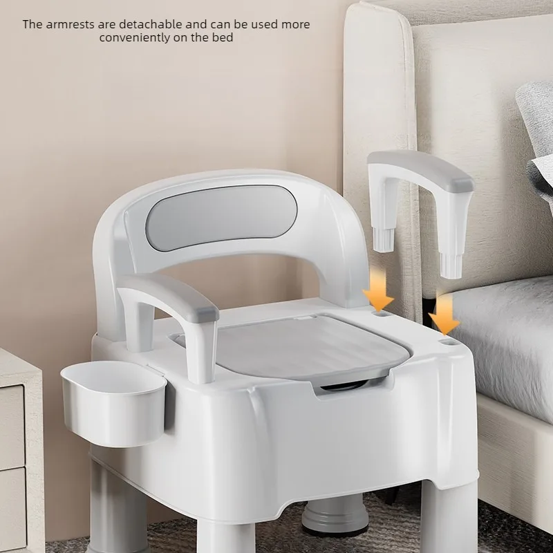 

Odor-Proof Commode Chair for Elderly, Portable Mobile Toilet with Lid and Bucket, Non-Slip Anti-Tip, Easy Clean Home Care Gift