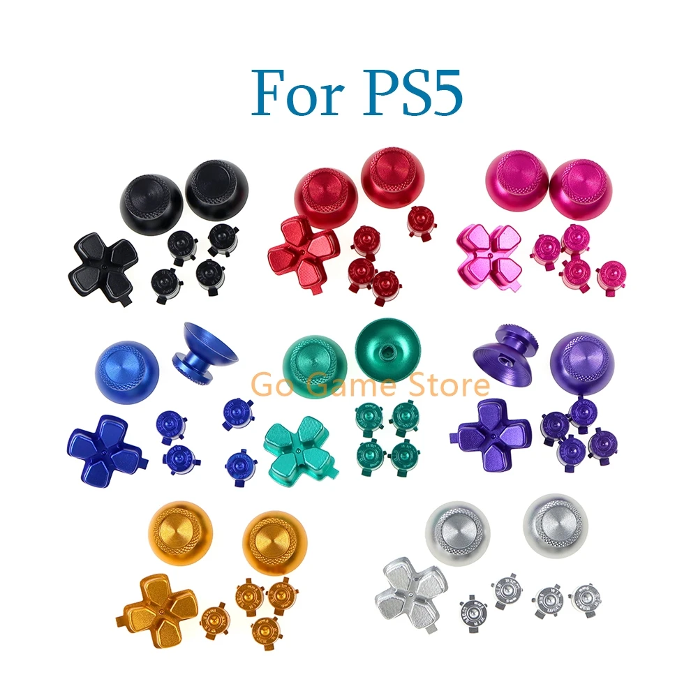 15 مجموعات معدنية 7 في 1 أزرار ل PS5 Thumbsticks التناظرية قبضة عصا التحكم غطاء رصاصة ABXY D-pad مفاتيح لوحدة تحكم بلاي ستيشن 5