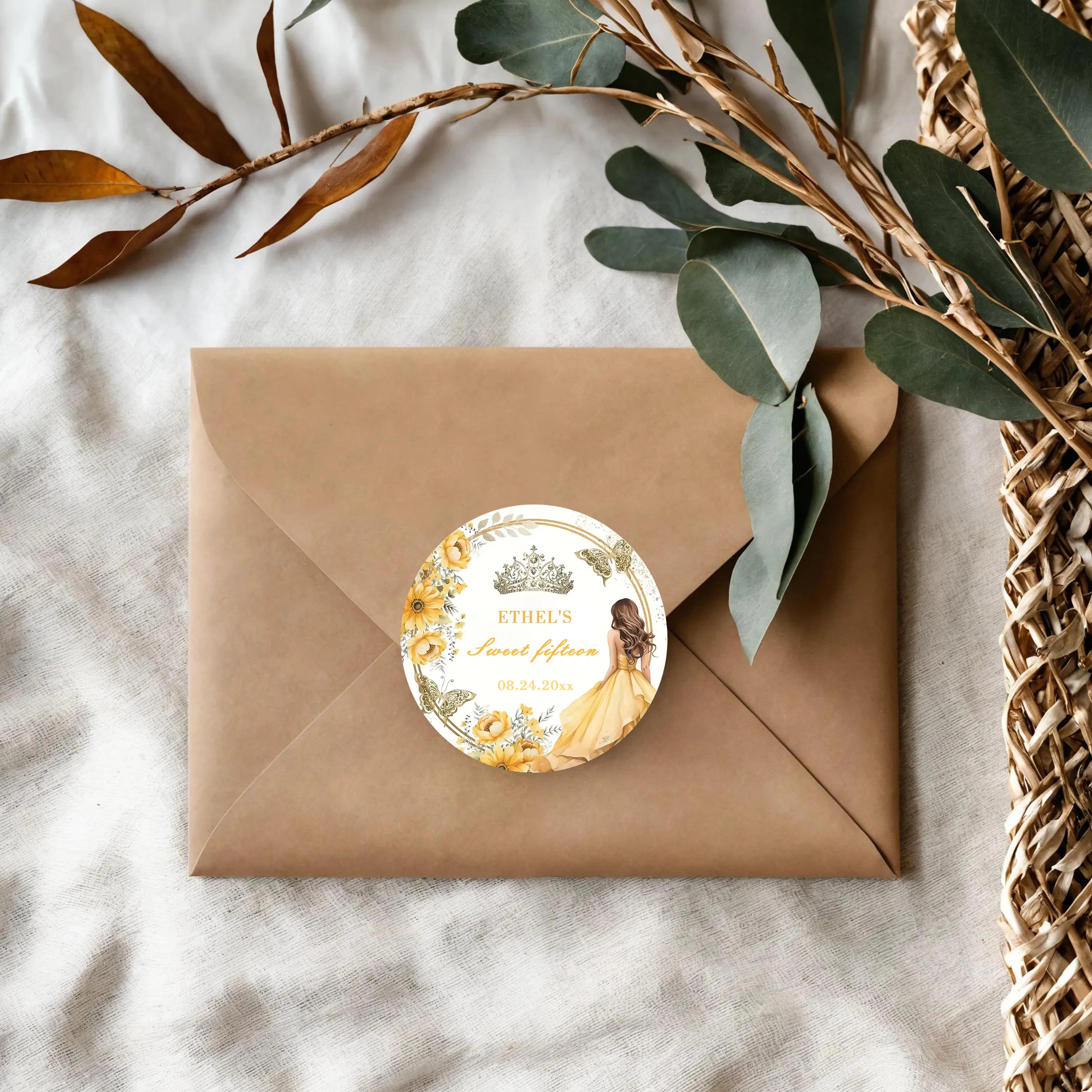 90 قطعة من ملصقات الأسماء وأعياد الميلاد (للحفلات الزفاف والمعمودية والحفلات وتغليف الهدايا)