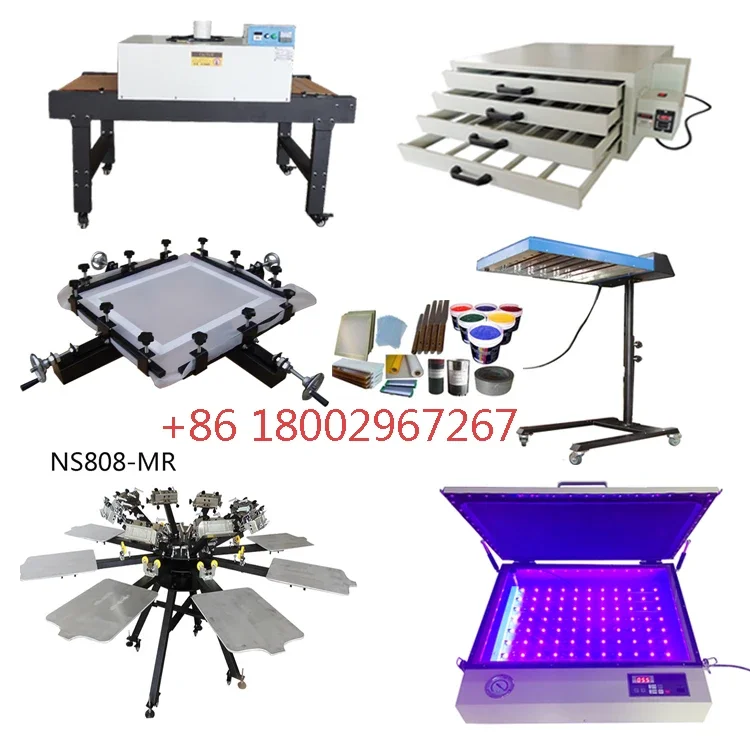 Carousel 8 Color Screen Printing Machine Full Kits Serigraphy Equipment Screen Printer For Cloth Textile Garment