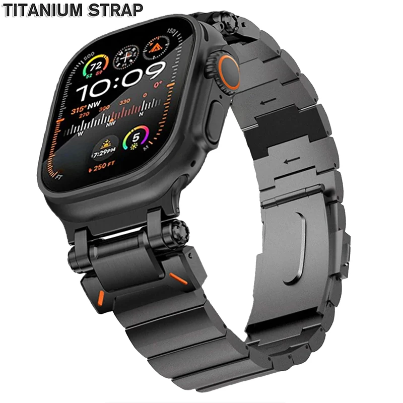 

Luxury Titanium Strap for Apple Watch Band Ultra2 49mm 46mm 45mm 44mm 42mm Metal Bracelet Iwatch Series 10 9 8 7 6 5 SE 4 Correa