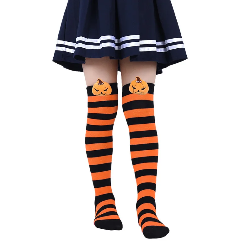 Kids Knee High Socks Cotton Halloween Long Tube Girls Knee Socks Stripes Harajuku Socks Boys Girls Striped Color