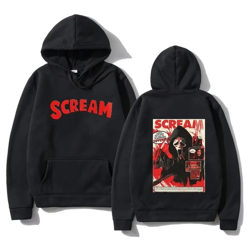 Couple hip-hop autumn new high-quality simple screaming six ghost face hoodie adult men's classic long-sleeved adult sweatshirt