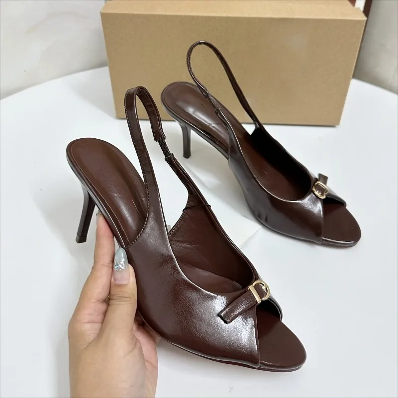 

Peep Toe High Heels Pumps Office Lady Shoes Chic Buckle Strap Elegant Daily Slingback Brand Designer Back Strap Women Sandals