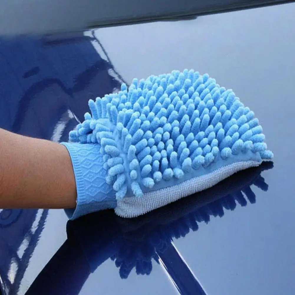 2pcs Random Color Car Wash Gloves, Chenille Coral Gloves,Car Wash Wiping Cloths, Auto Cleaning Towels,Dusting and Washing Gloves