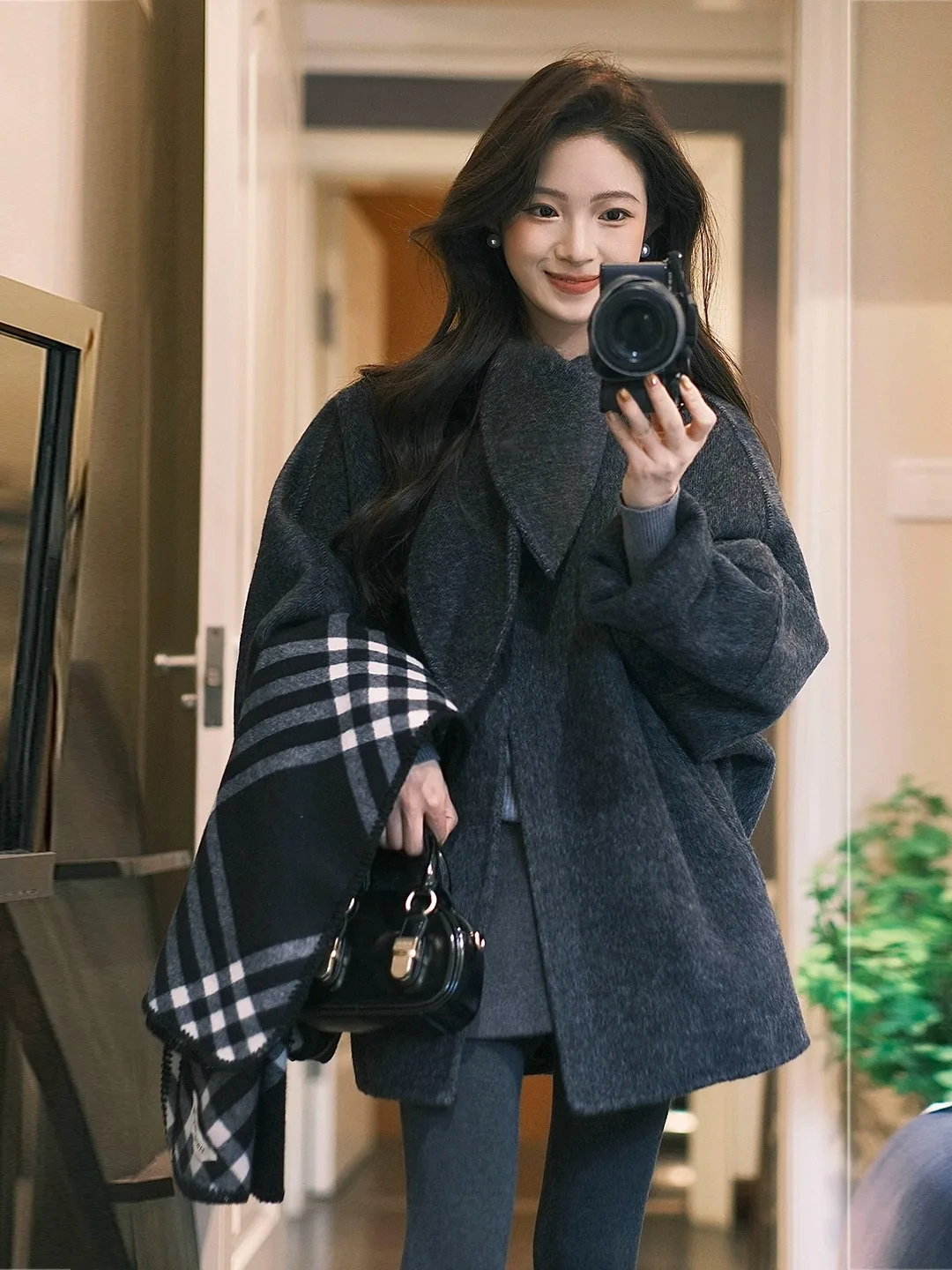 

Женское шерстяное пальто Deep ey: осенне-зимнее, больших размеров, свободного кроя, высококачественное, теплое, утолщенное, из твида, в корейском стиле, для повседневной носки