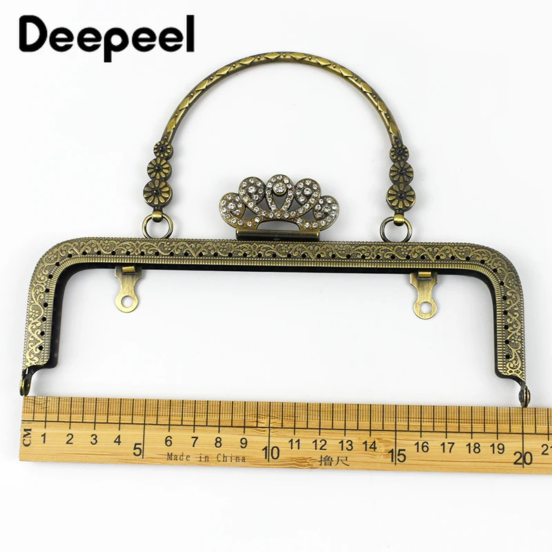 2/4Pcs Deepeel 20.5cm Embossed Metal Bags Handles Kiss Clasp DIY Handmade Handbag Purse Frame Sewing Brackets Bag Accessories