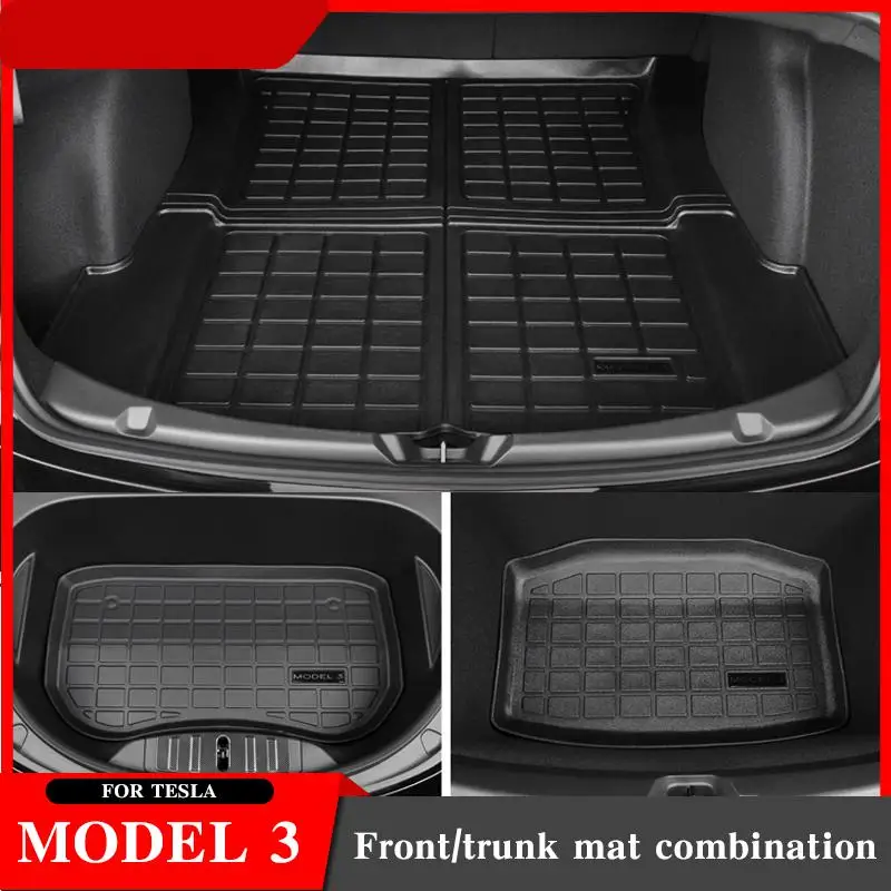 

2022 New Model 3 Car Front Trunk Mat For Tesla Model 3 Accessories TPE Upper Trunk Mat Waterproof Lower Trunk Mat