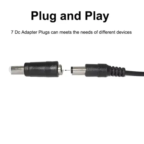यूनिवर्सल पावर केबल USB से DC 5.5 * 2.1 मिमी जैक 5V चार्जिंग कॉर्ड CCTV कैमरा TV बॉक्स के लिए 8 चयन योग्य कनेक्टर टिप्स के साथ 10 best sales डीसी से डीसी - №2