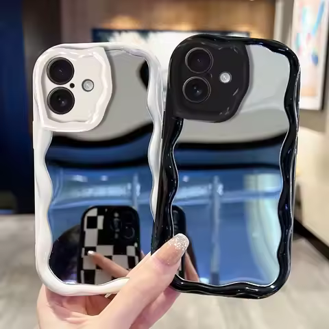 Make Up Mirror Wavy Case For Xiaomi 15T 17 Pro Max POCO X7 X6 Pro F8 F7 F6 M6 M7 X5 F4 M4 X3 15 Ultra 14 11 Lite 5G NE 12T 12