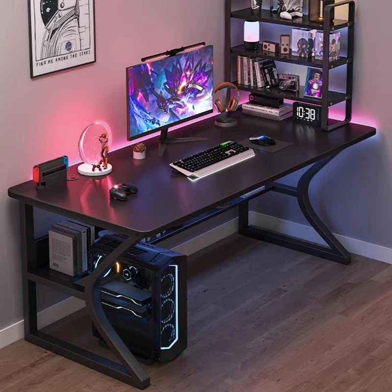 

Executive Student Computer Desks Black Shelf Modern Metal Long Gaming Desk Study Luxury Mesa De Computador Theater Furniture