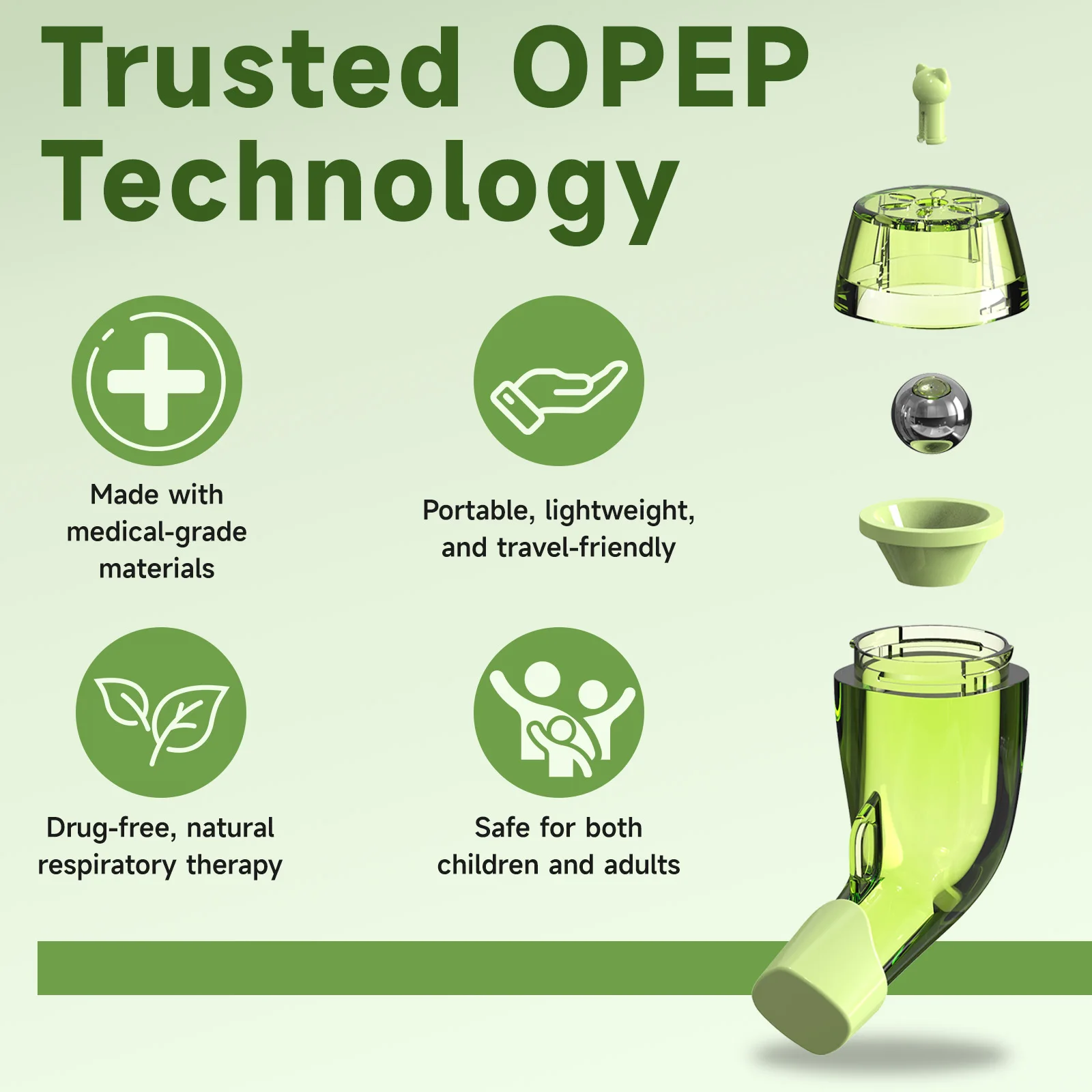 Sonmol Mucus Removal Device Lung Expander Breathing Exercise Device Respiratory Trainer Drug-Free OPEP Therapy