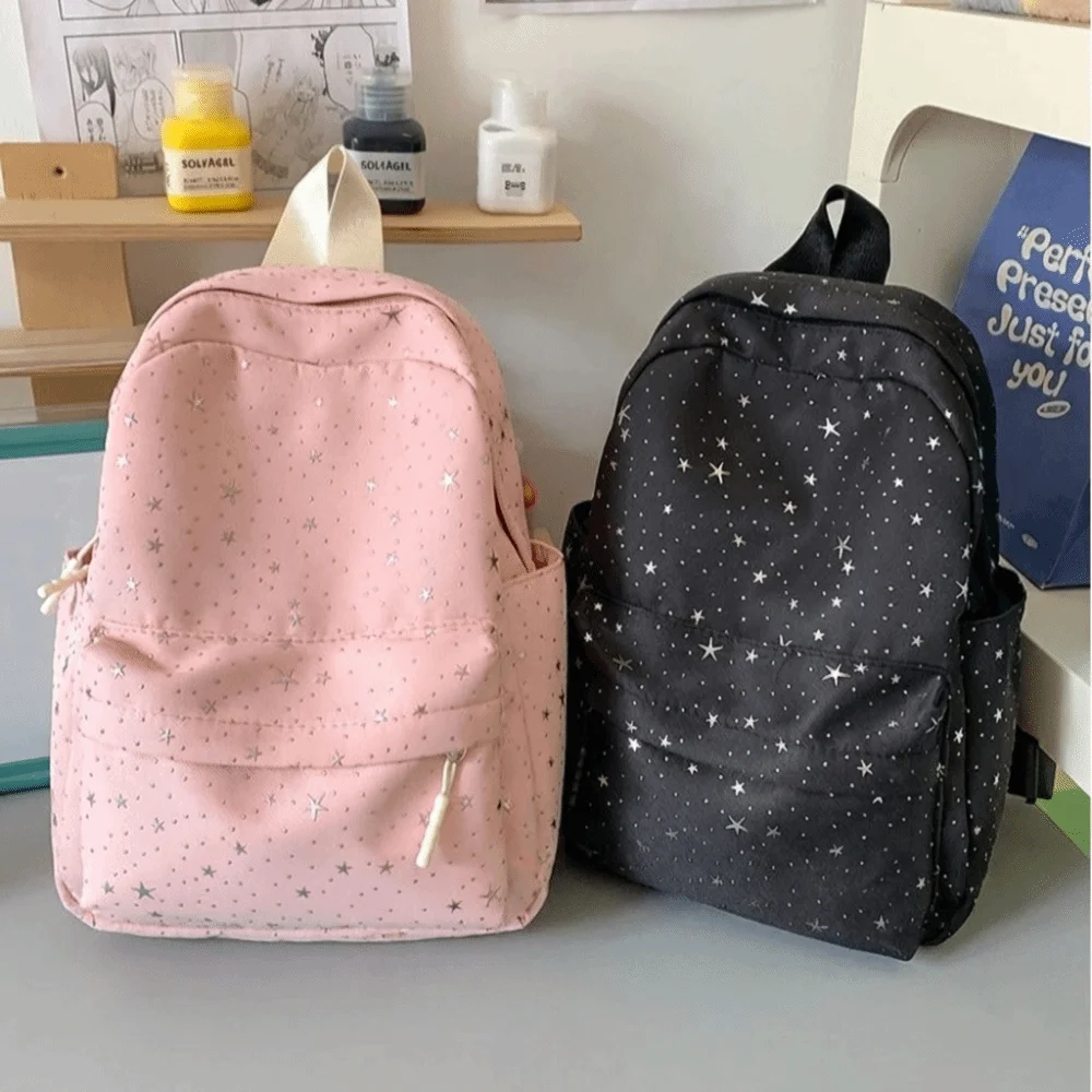 Simple Print Star Backpack Lightweight Large Capacity Nylon Backpack Shoulder Bag Korean Style Students School Bag Travel