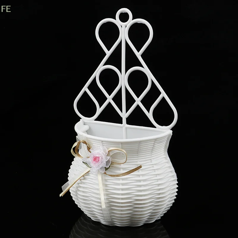 [FE] Garden DIY Vase Flower Basket Sundries Organizer Wall Hanging Artificial Rattan