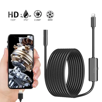 내시경 카메라 8 개 조절 가능 LED 조명, 2.0MP HD 보어스코프, 8mm IP67 방수 검사 카메라, IOS 시스템 지원