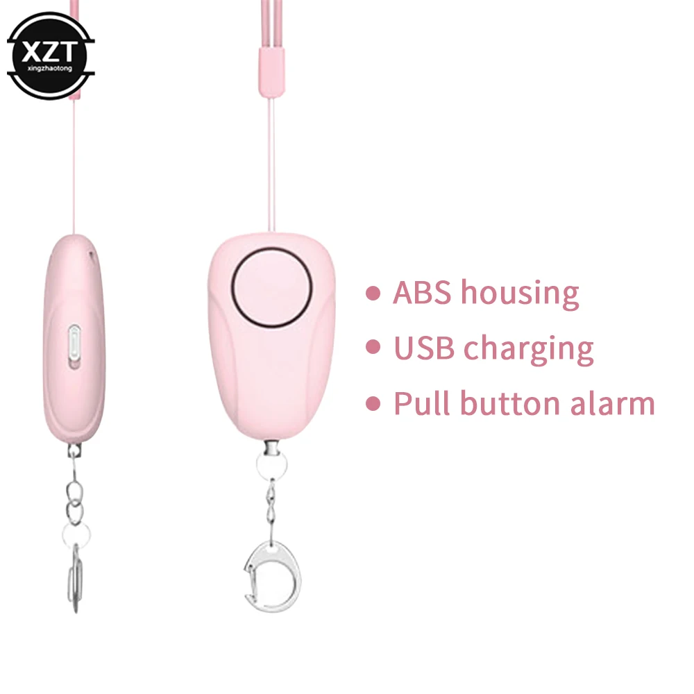Personal Alarm Rechargeable Girls Safety Protection Alarm 120dB Scream Siren Keychain Backpack Pendant Security Equipment