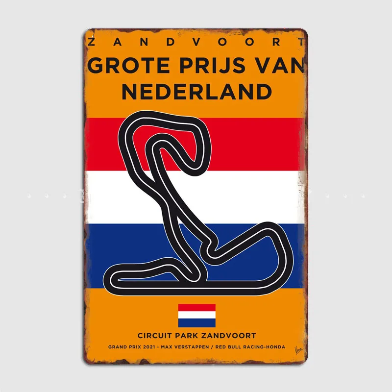 Zandvoort Grote Prijs Van Nederland Circuit F1 Race Track Metal Poster Sign Club Custom Wall Decor Tin Room Decor Home Decor