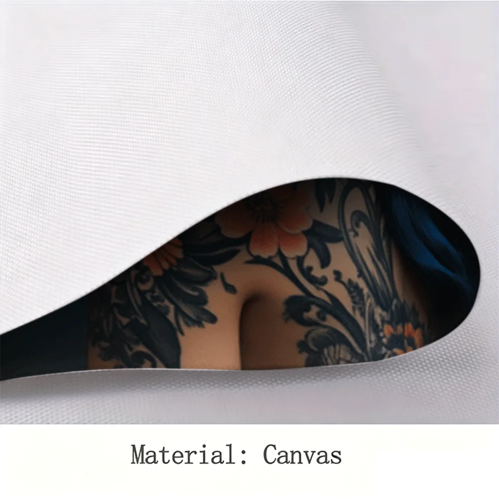 1PC-Unframed Canvas poster wall decoration  Blue Hair Woman Floral Crown Birds Tattoo Art Poster - view 4
