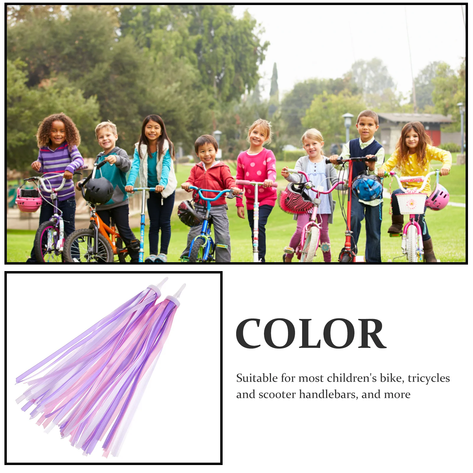 

Kids Bike Handlebar Streamers Plastic Cloth Tassels Smooth Durable Colored Ribbons For Children Bicycle Scooter Decor Ride