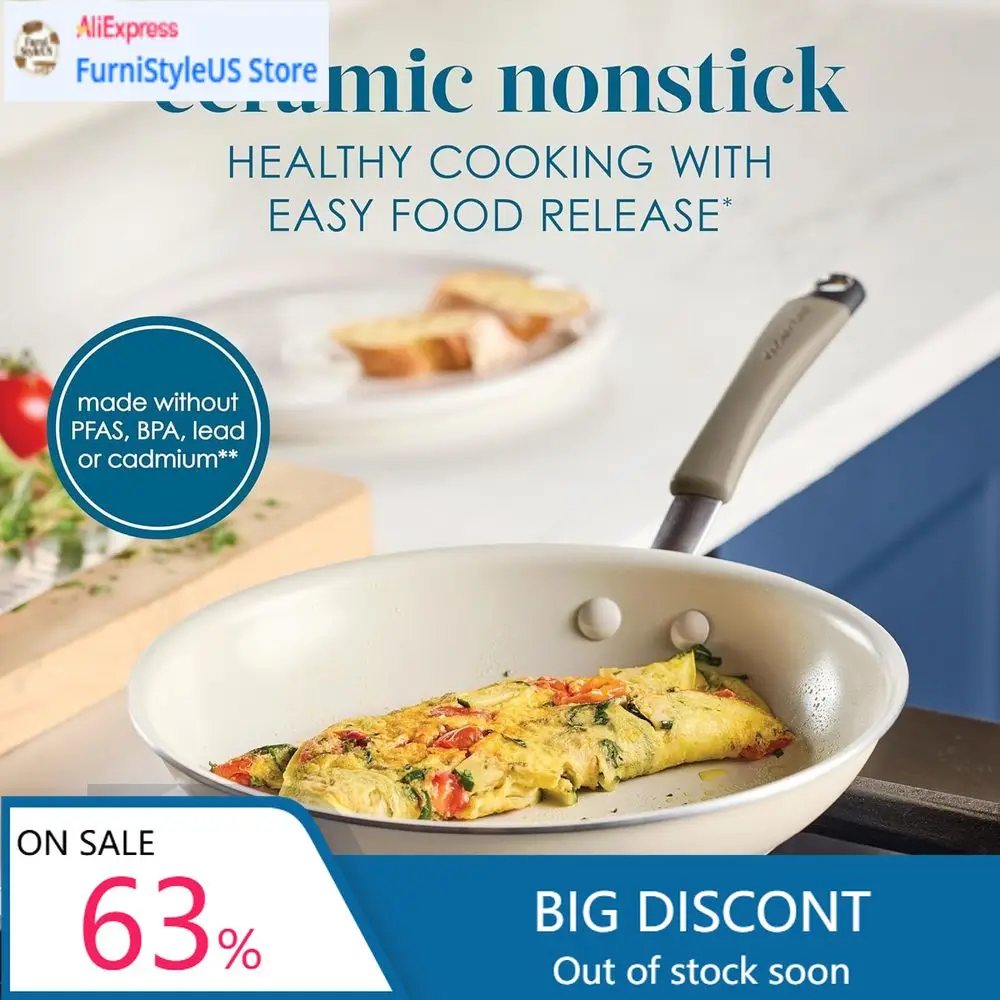 

Популярный 13-предметный набор посуды с антипригарным покрытием: сковороды, сотейник, кастрюля, казан, крышки и кухонные принадлежности - цвет: миндальный