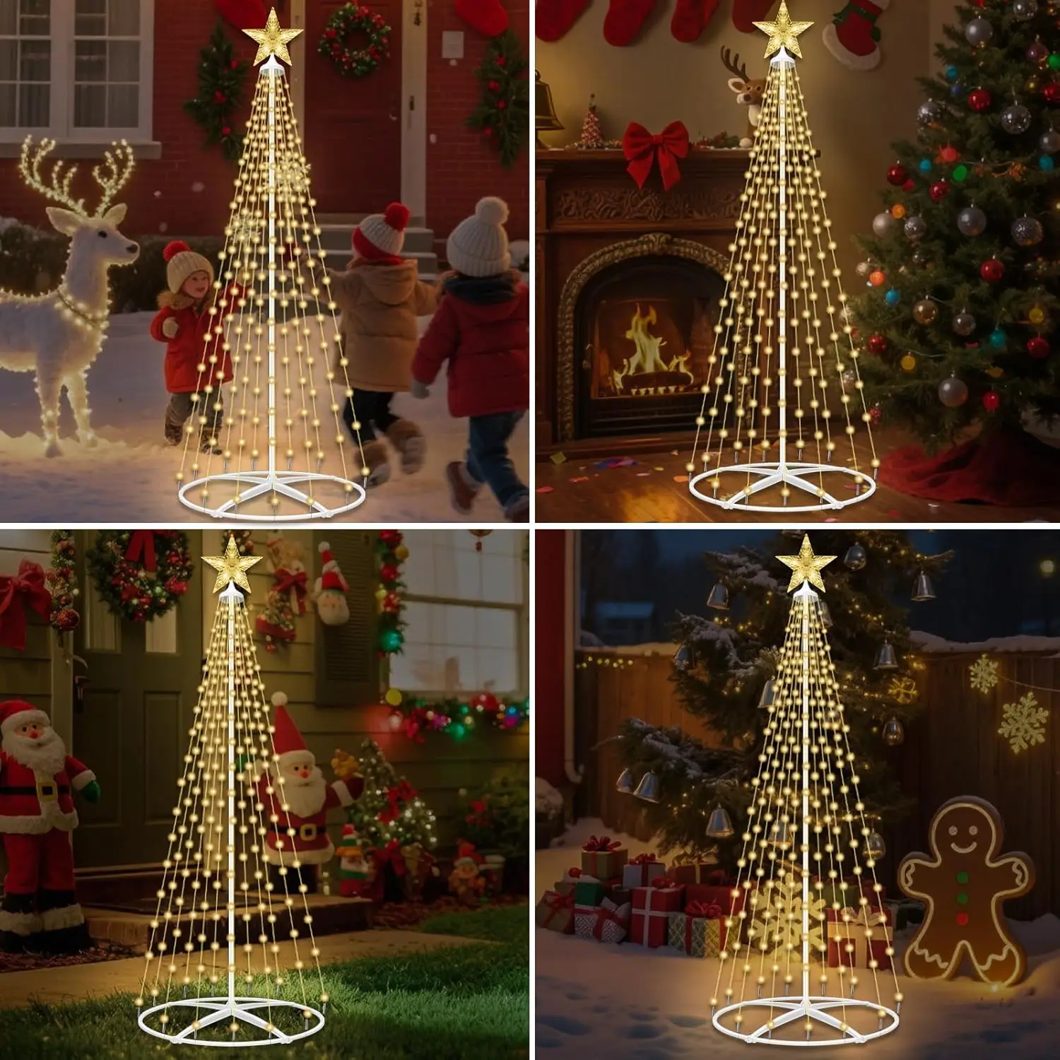 Luci solari per albero di Natale a LED da 5 piedi con telecomando, 8 modalità, ricarica USB, timer e impermeabile per decorazioni esterne