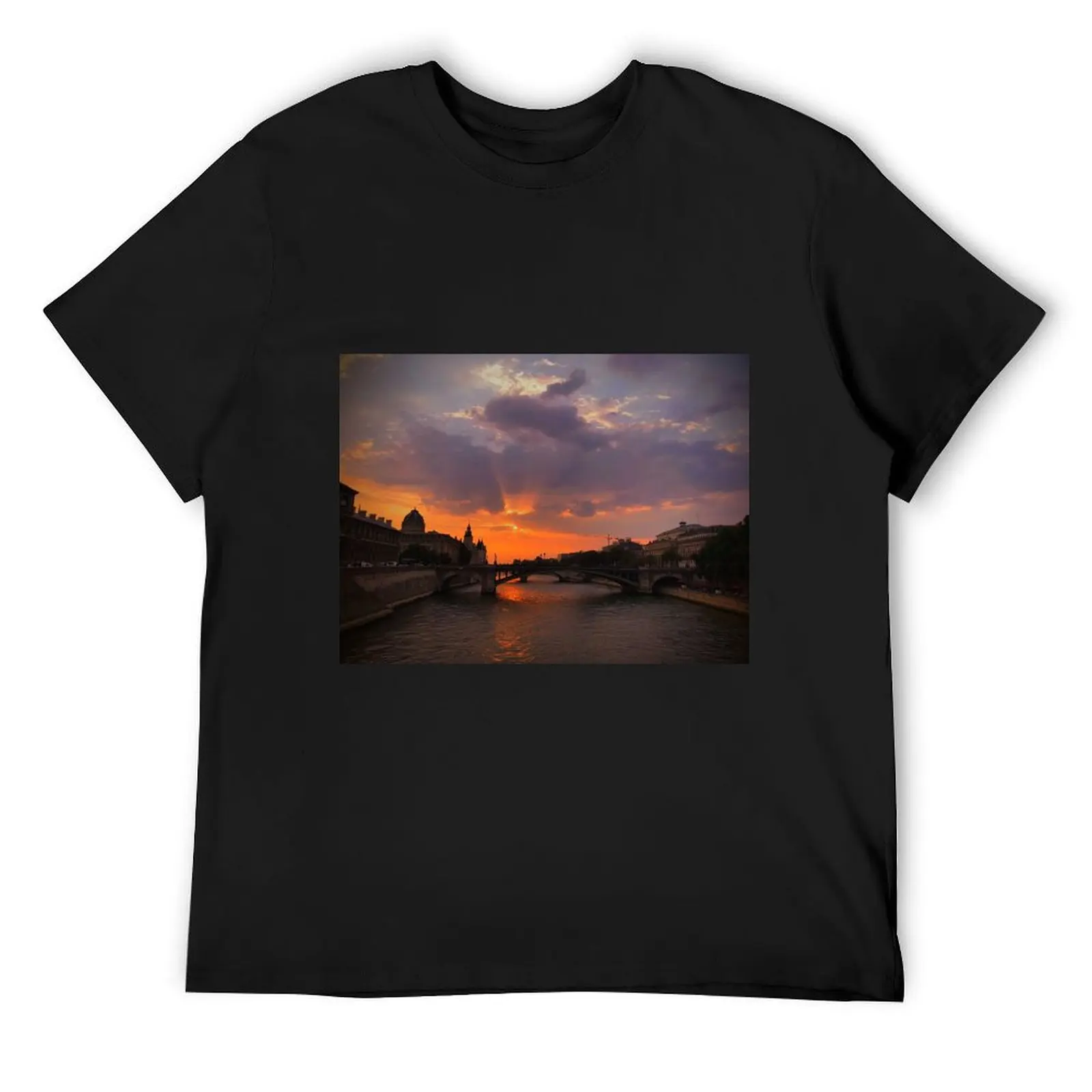 Seine River Sunset T-Shirt graphic t shirt vintage summer clothes hippie clothes cute clothes t shirt men 100℅ cotton