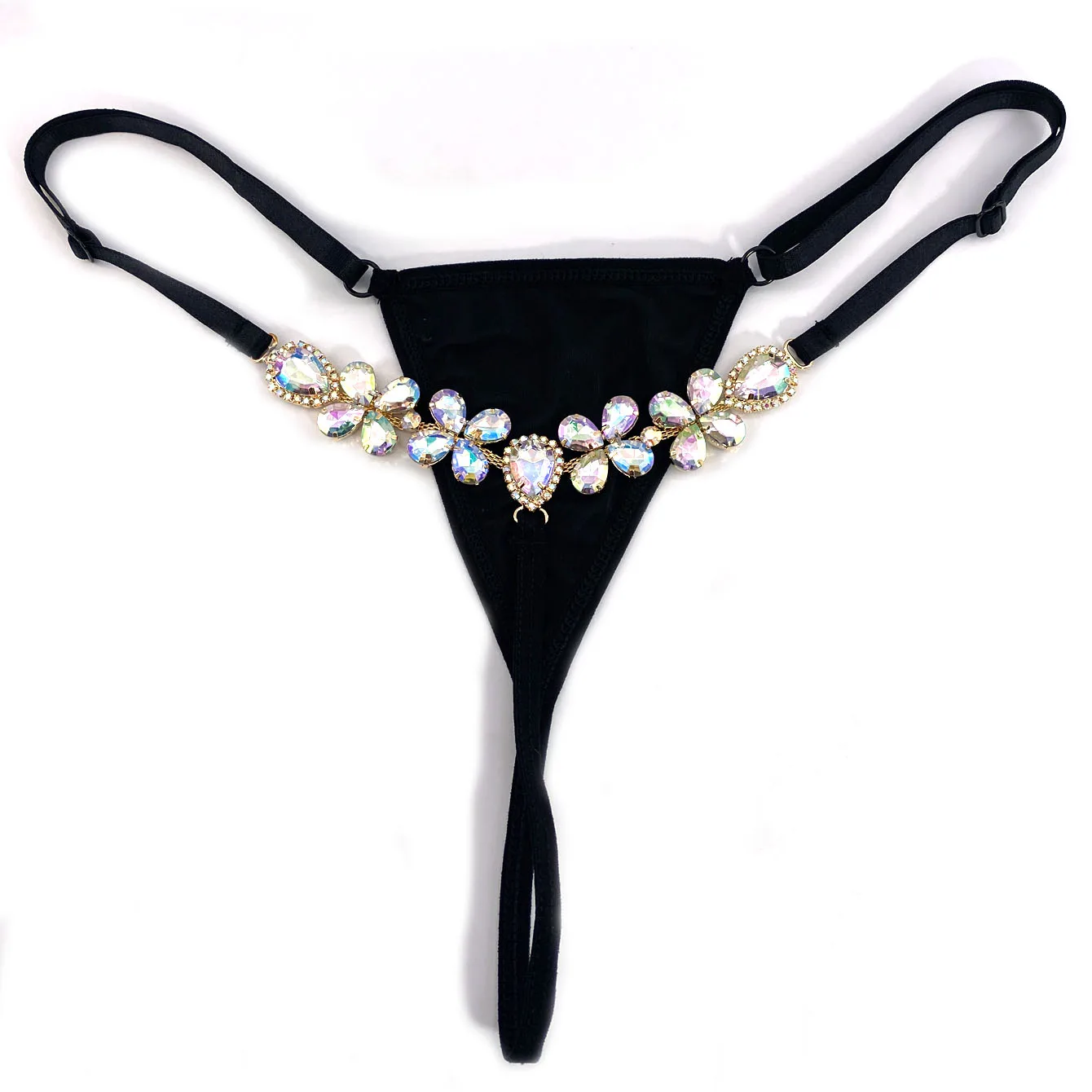 1pc Bohemian Colored Thong With Crystal Inlay Women's Sexy Body Jewelry Fun Beach Swimming Accessories