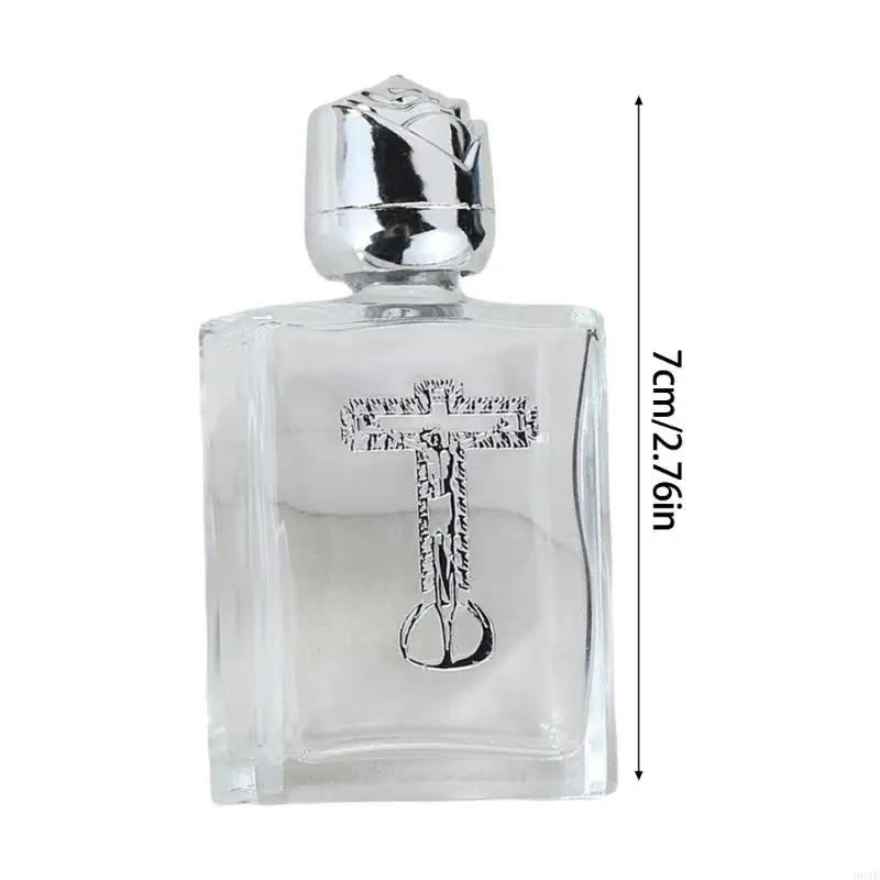 964E Mini Square 15ml يعيد استخدام زجاجات المياه الأقدسة النمط الفضي متانة إكسسوارات الكنيسة الكاثوليكية هدية مسيحية