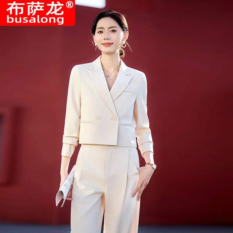 Women's short blazer suit for spring2025New stylish professional attire for petite individuals, elegant casual blazer for commut