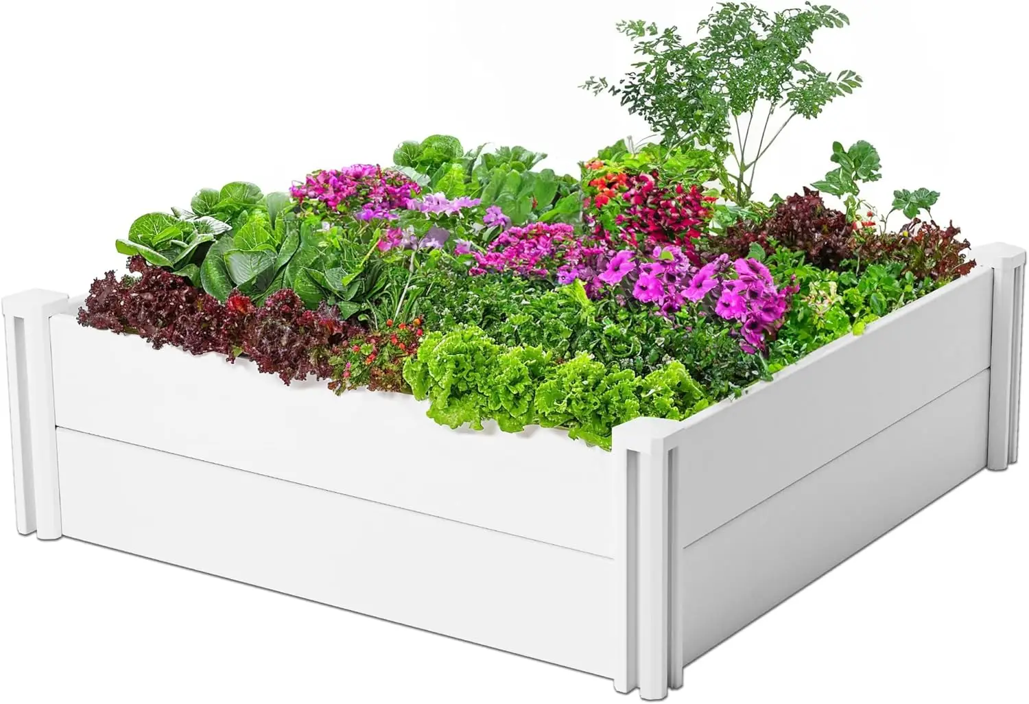 

Durable Vinyl Raised Garden Bed, 4x4x1ft Raised Bed for Gardening, Planter Box with Open Bottom, Raised Garden Bed Outdoor, DIY