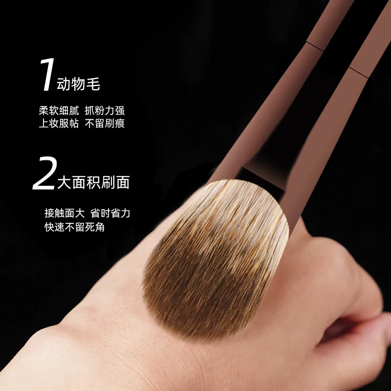 1pc Hourglass Fox hair Flat Blush brush Makeup Soft Professional Powder Contour Make Up Brush Metal Handle cosmetic tools