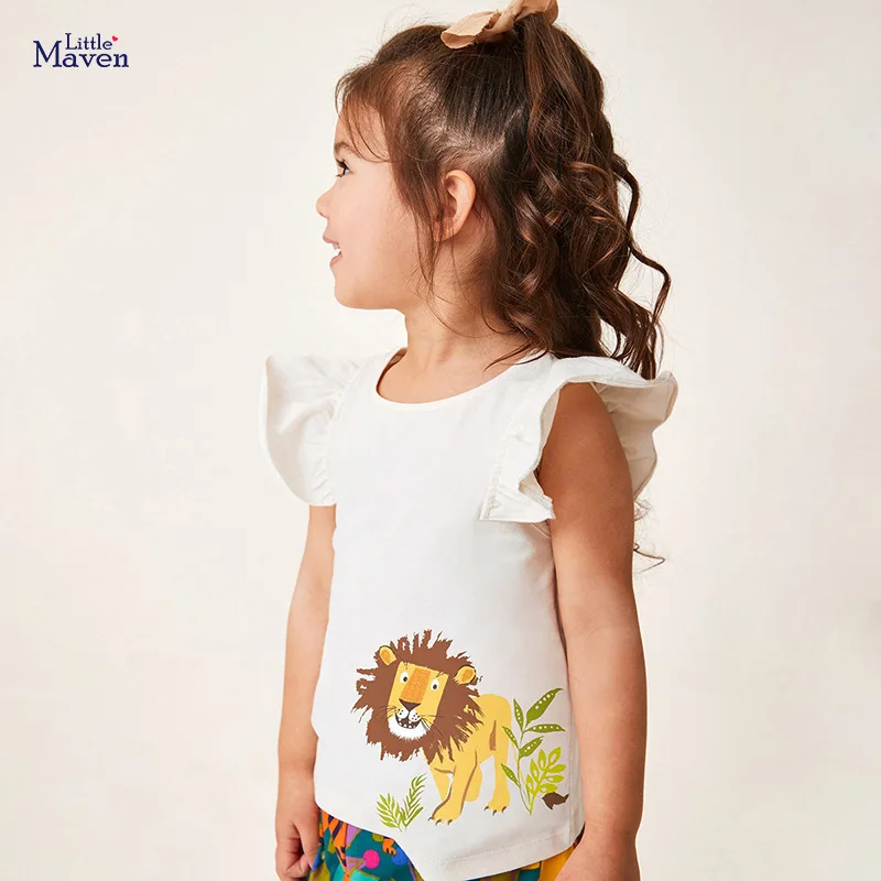 Children's short-sleeved T-shirt summer models ruffle sleeve cotton girls T-shirt tops children's clothing kids clothes