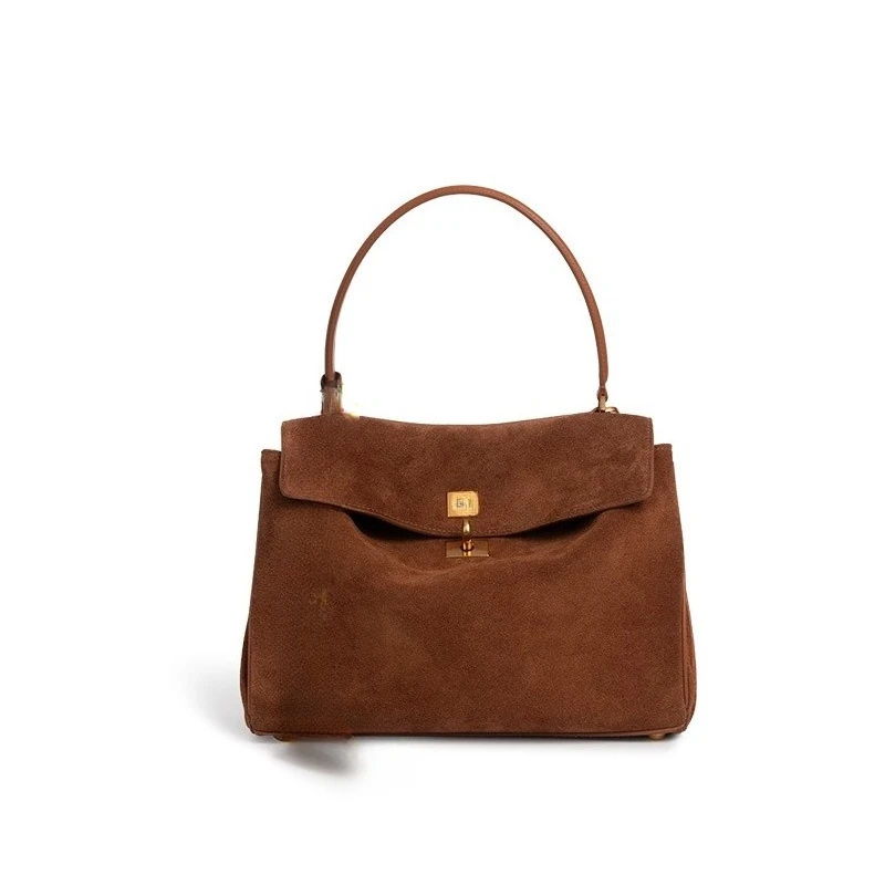 

Genuine Leather Shoulder Crossbody Tote Bag Luxury-inspired Underarm Bag Suede Commuter Tote with Large Capacity for Women