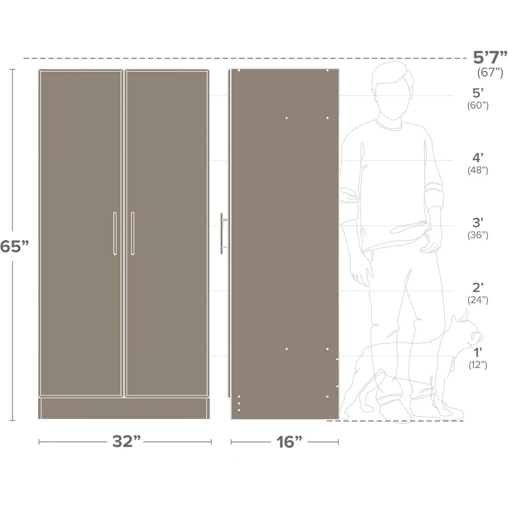 Tall Freestanding Storage Cabinet with Adjustable Shelves for Garage, Bathroom, and Pantry