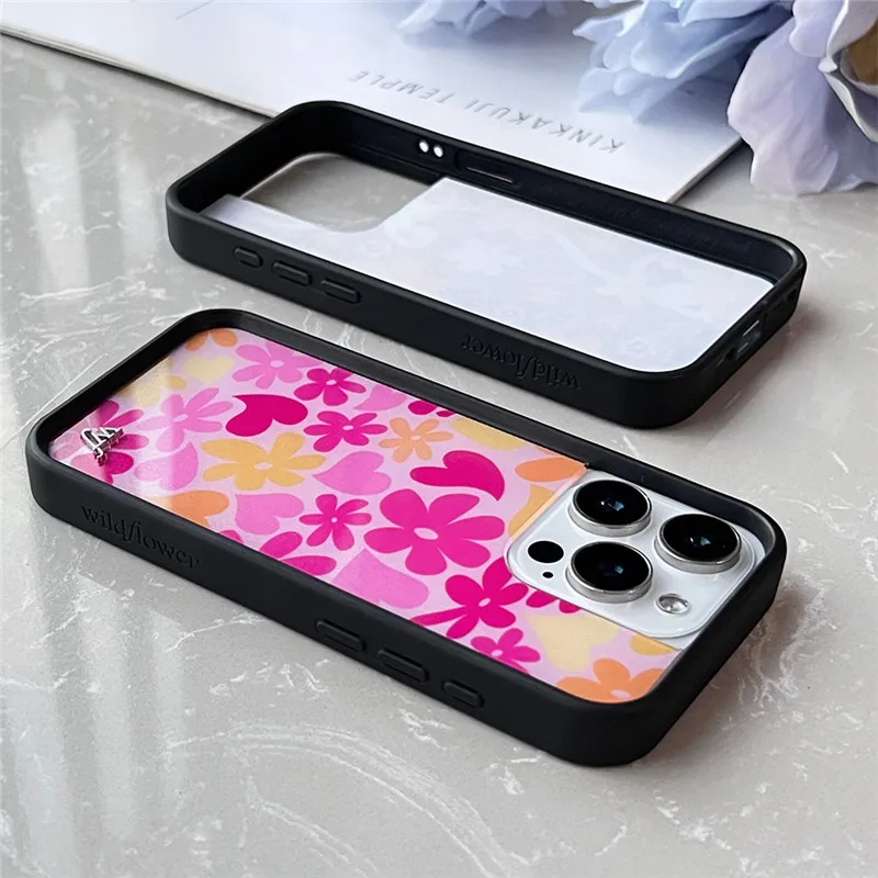 USA WF Wildflower Phone Case for iPhone 12 13 14 15 16 Pro Max Plus 16pro 16plus 15plus 3D Wild Flowers cloth wf label Cover