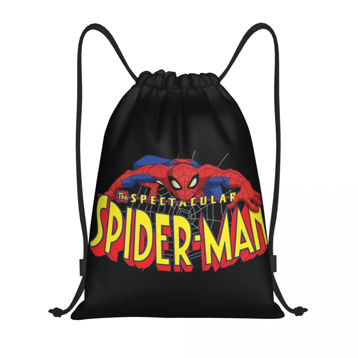 Mochila con cordón de dibujos animados para hombre y mujer, morral deportivo portátil con diseño de Spider Man personalizado para entrenamiento y gimnasio