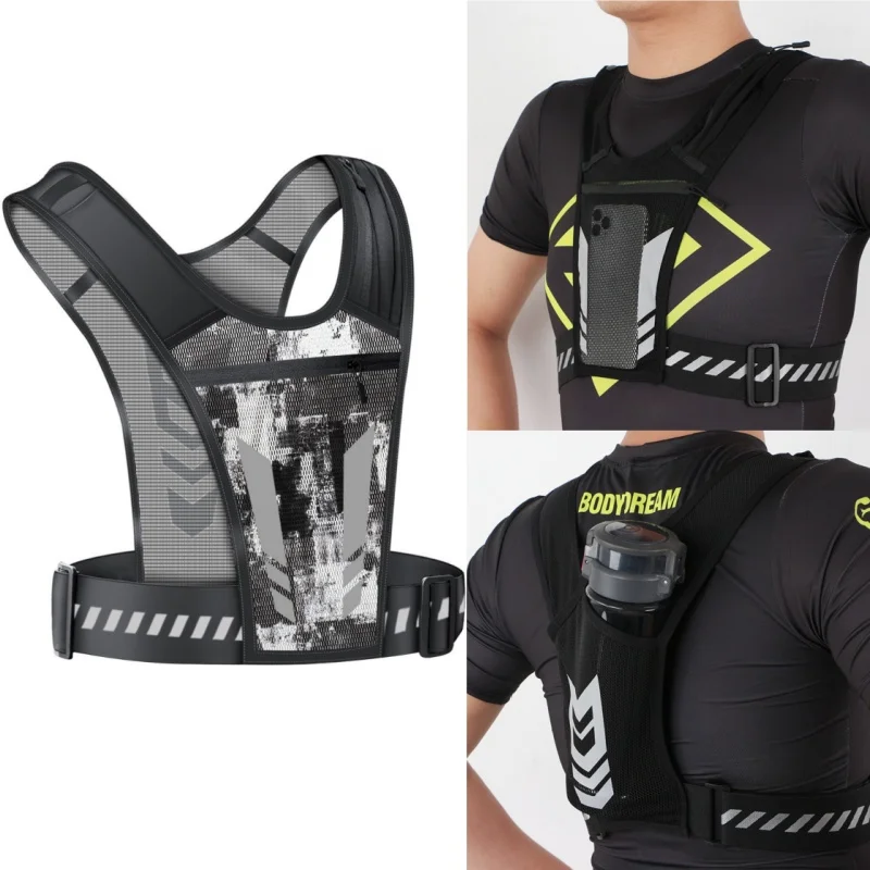 

Professional Sport Vest Reflective Cycling Vest Portable Running Mobile Phone Stand Water Cup Holder For Outdoor Climbing Hiking