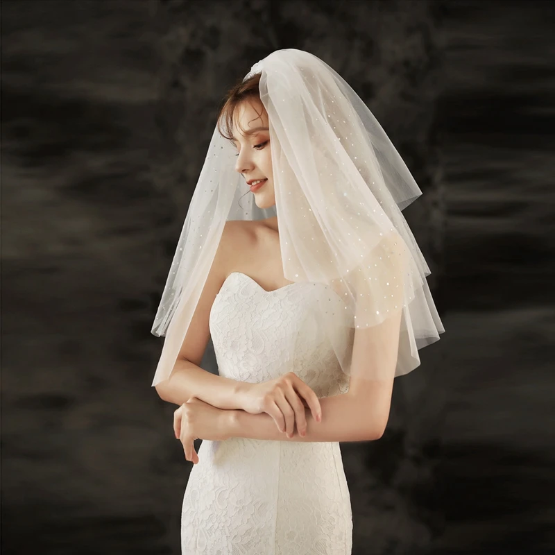 

Wholesale Ivory Bridal veil Cheap Wedding lace Edge Bride Mariage bridal headwear Wedding accessories Matrimonio Velo sposa boda