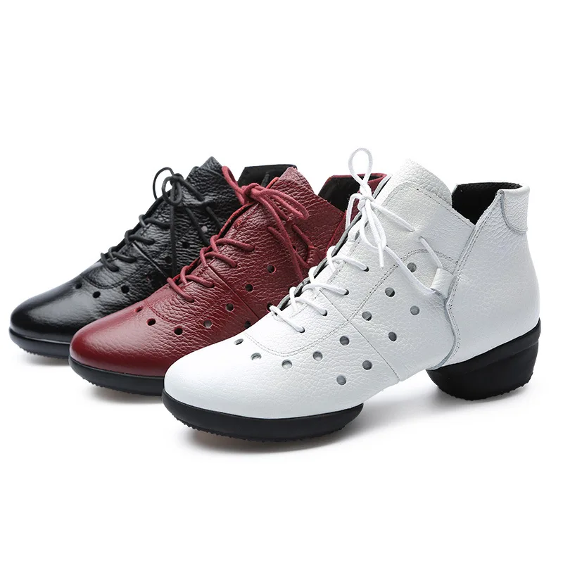 

Leather Women Dance Shoes Soft Outsole Woman Jazz Hip Hop Shoes Sports Sneakers Ladies Girl's Modern Jazz Dancing Shoes