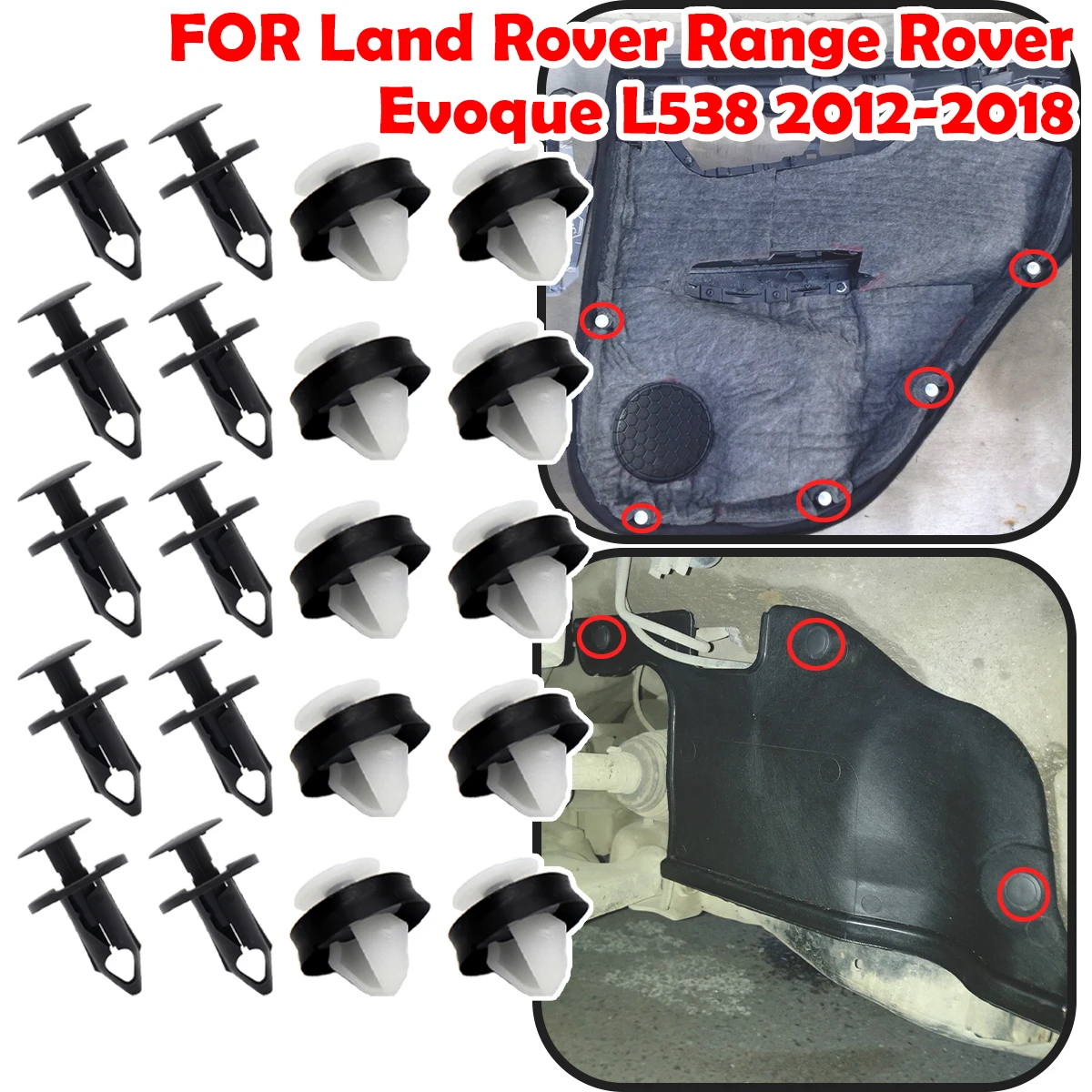 

For Land Rover Range Rover Evoque L538 2012-2018 Engine Undertray Bumper Wing Door Card Moulding Bumper Strip Rivet Carpet Clips
