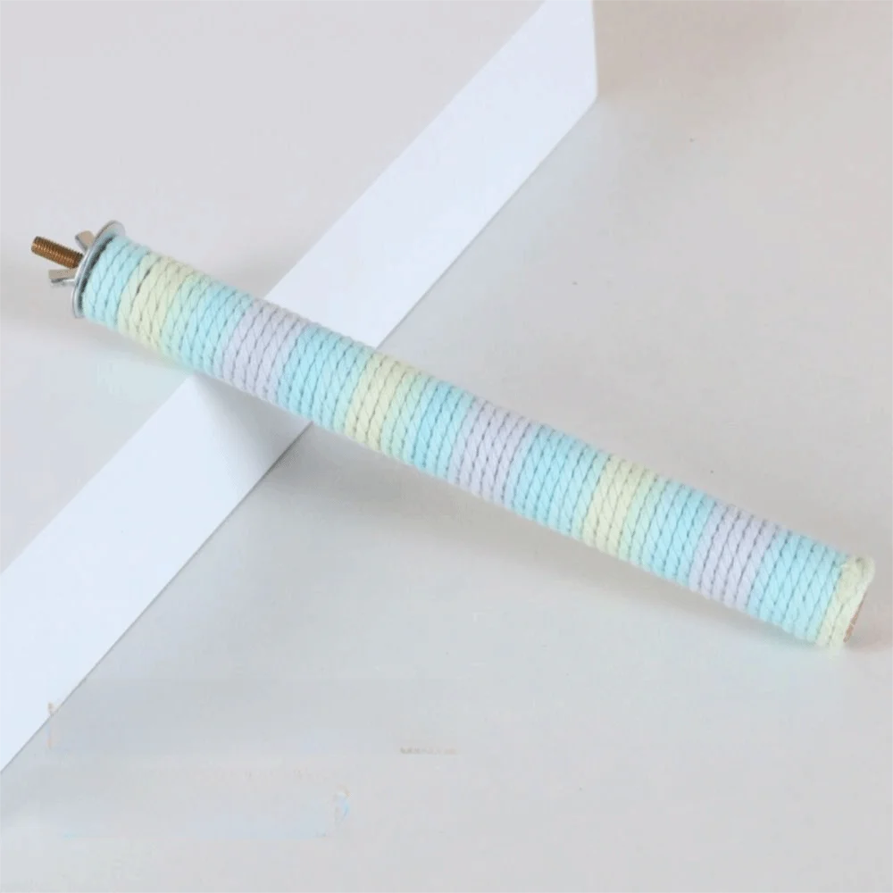 Comfortable Grip Parrot Standing Perch Cotton Rope Colorful Bird Grinding Stand Screw Fixation Non-slip Paw Grinding Sticks