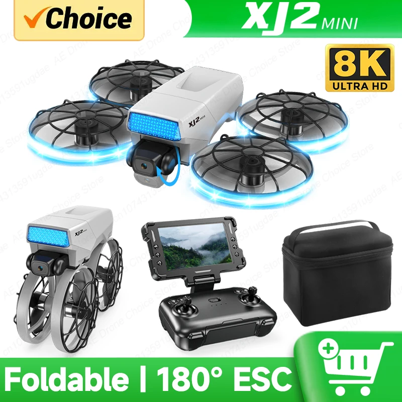 NEW XJ2 Mini Camera Drone 8K Professional HD Foldable Brushless Quadcopter RC Dron FPV Aircraft UAV Toy for Boy Gift Kids Aerial