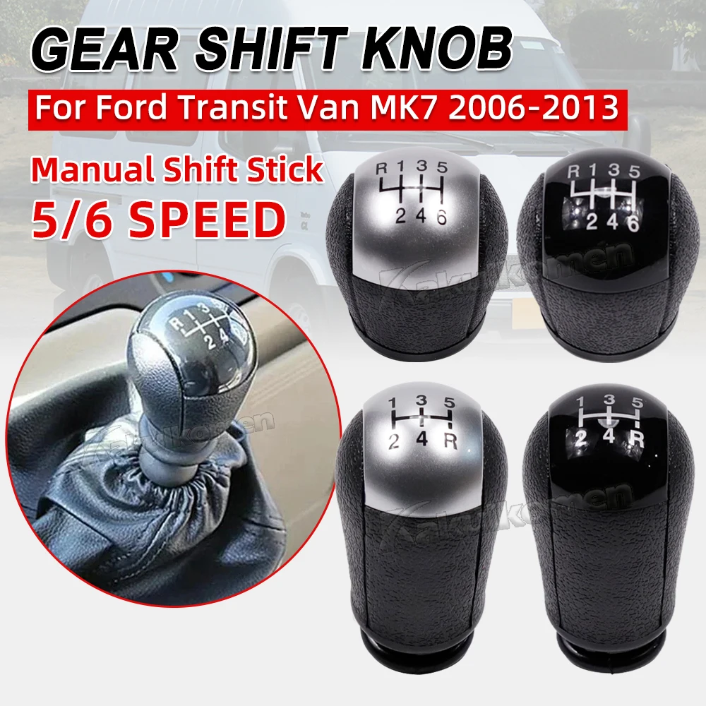 Car Styling 5/6 Speed Manual Gear Stick Shift Knob Lever Stick Gaiter Leather Boot Cover For Ford Transit Van MK7 (2006-2013)