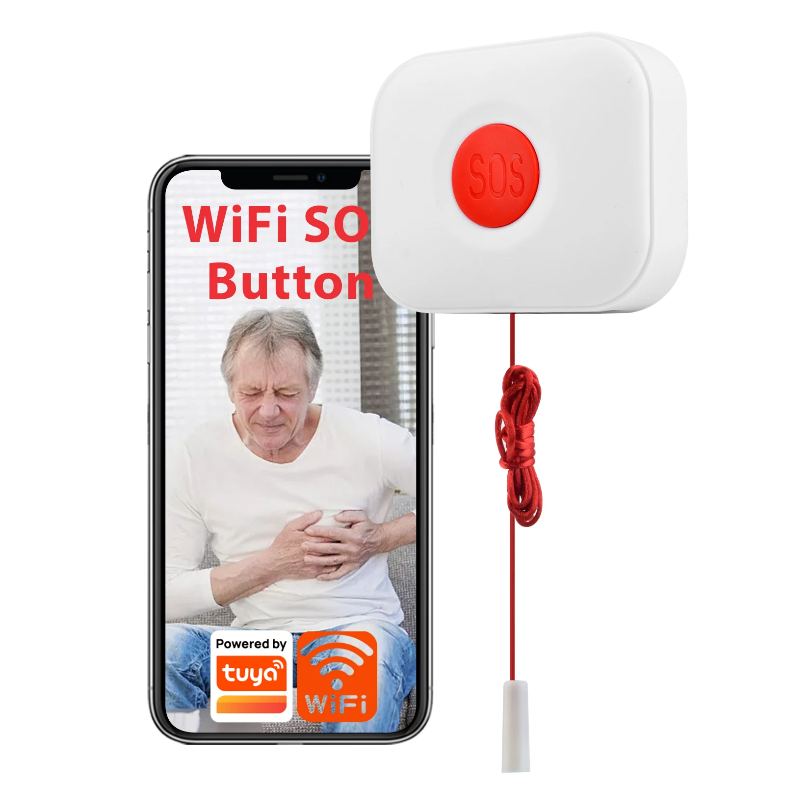 

TUYA WiFi SOS Button Wireless Emergency Panic Button Alarm Home Burglar Alarm Sensor 2.4G Sensor