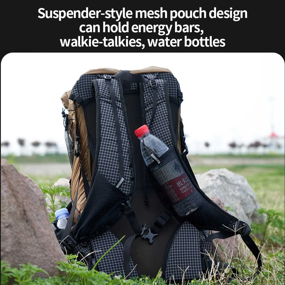 Durable 690g Ultra-light Mountaineering Bag 40D Silnylon Water Proof 38L Large Capacity Travel Backpack with Waist Pad Buffer