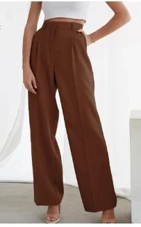 Women Wide Leg Pants High Waist Straight Pant Casual Long Trousers