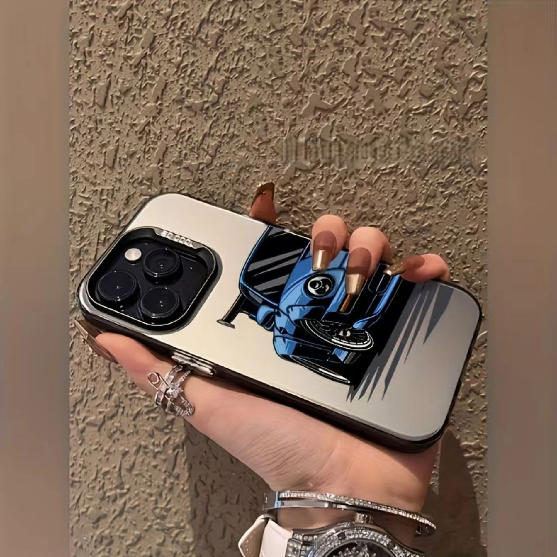 Apple Iphone 15 Pro Max - เคสลายการ์ตูนรถแข่งสีน้ำเงินดีไซน์พิเศษ สำหรับ iPhone 18 15 17